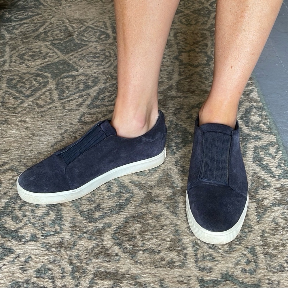 Navy suede Vince slip on sneakers